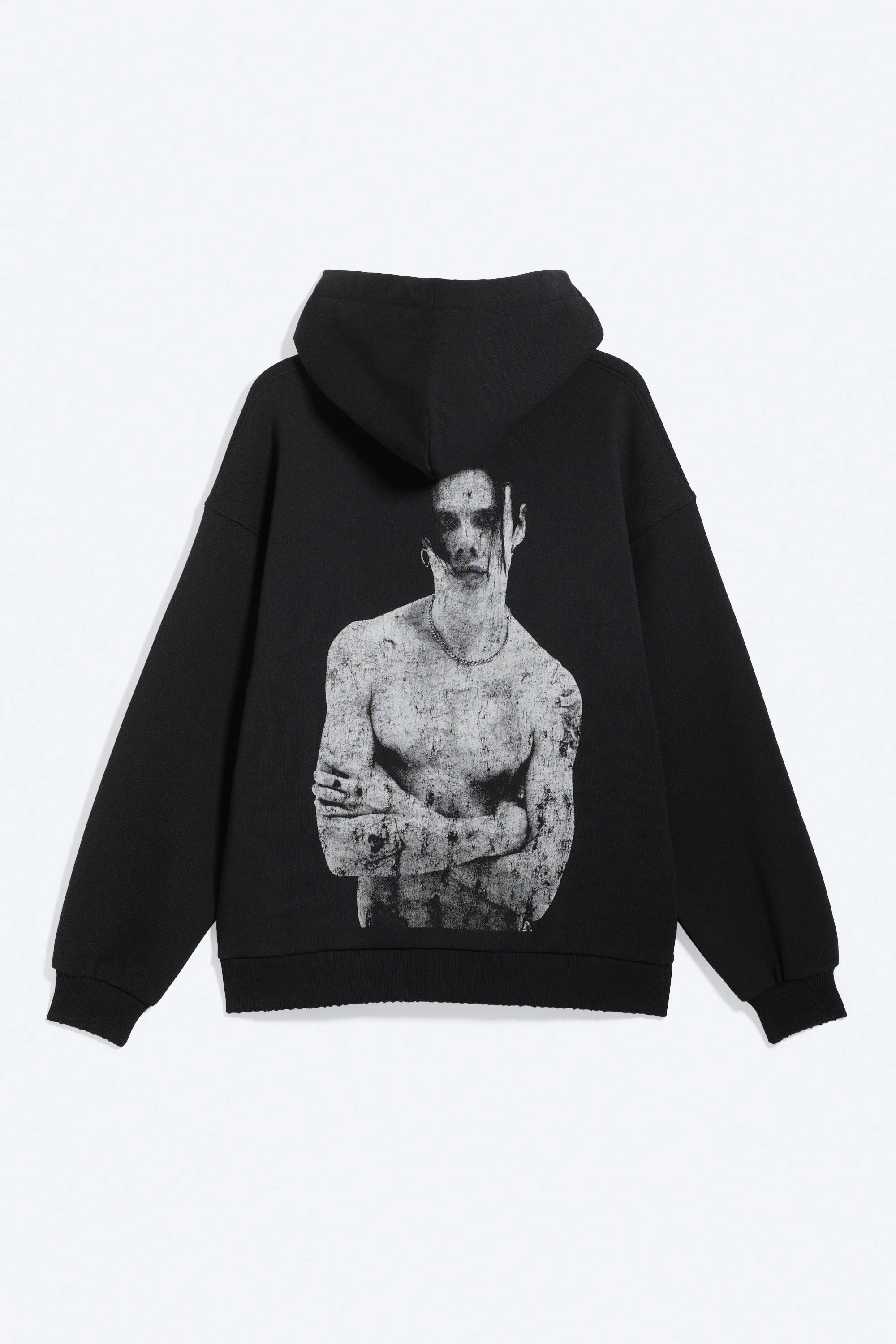Sweat à capuche oversize imprimé Yungblud - Noir délavé