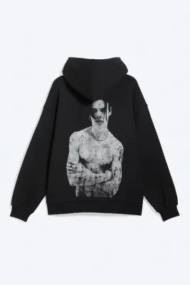 Sweat à capuche oversize imprimé Yungblud - Noir délavé — photo 1