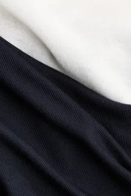 Top superposé en jersey - Bleu marine/blanc — photo 4