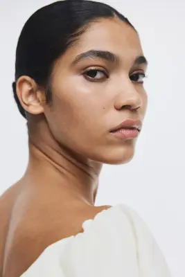 Top épaules nues - Crème — photo 3