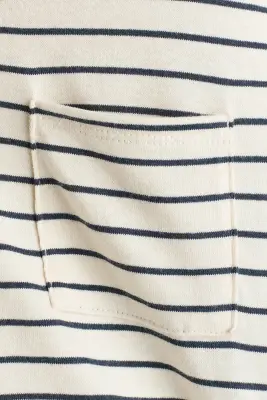 T-shirt à manches longues en coton - Beige clair/rayé — photo 2