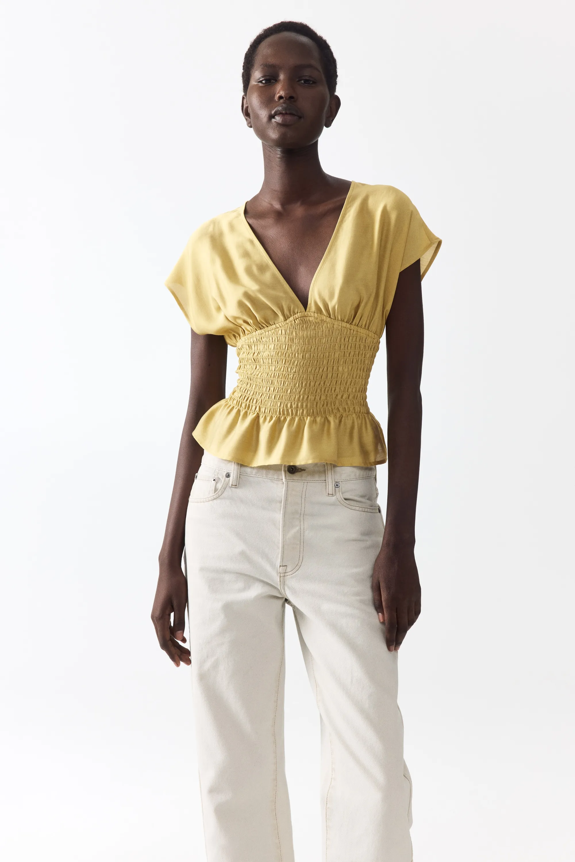 Top smocké - Jaune ancien