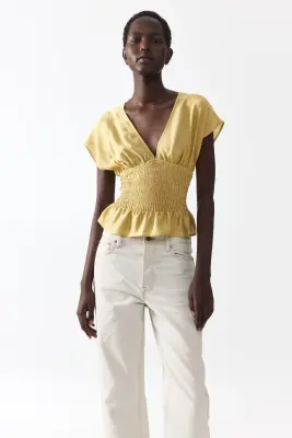 Top smocké - Jaune ancien — photo 1