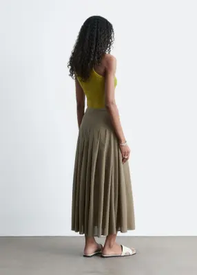 Jupe midi plissée - Vert kaki — photo 5