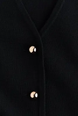 Fine-knit peplum cardigan - Noir — photo 4