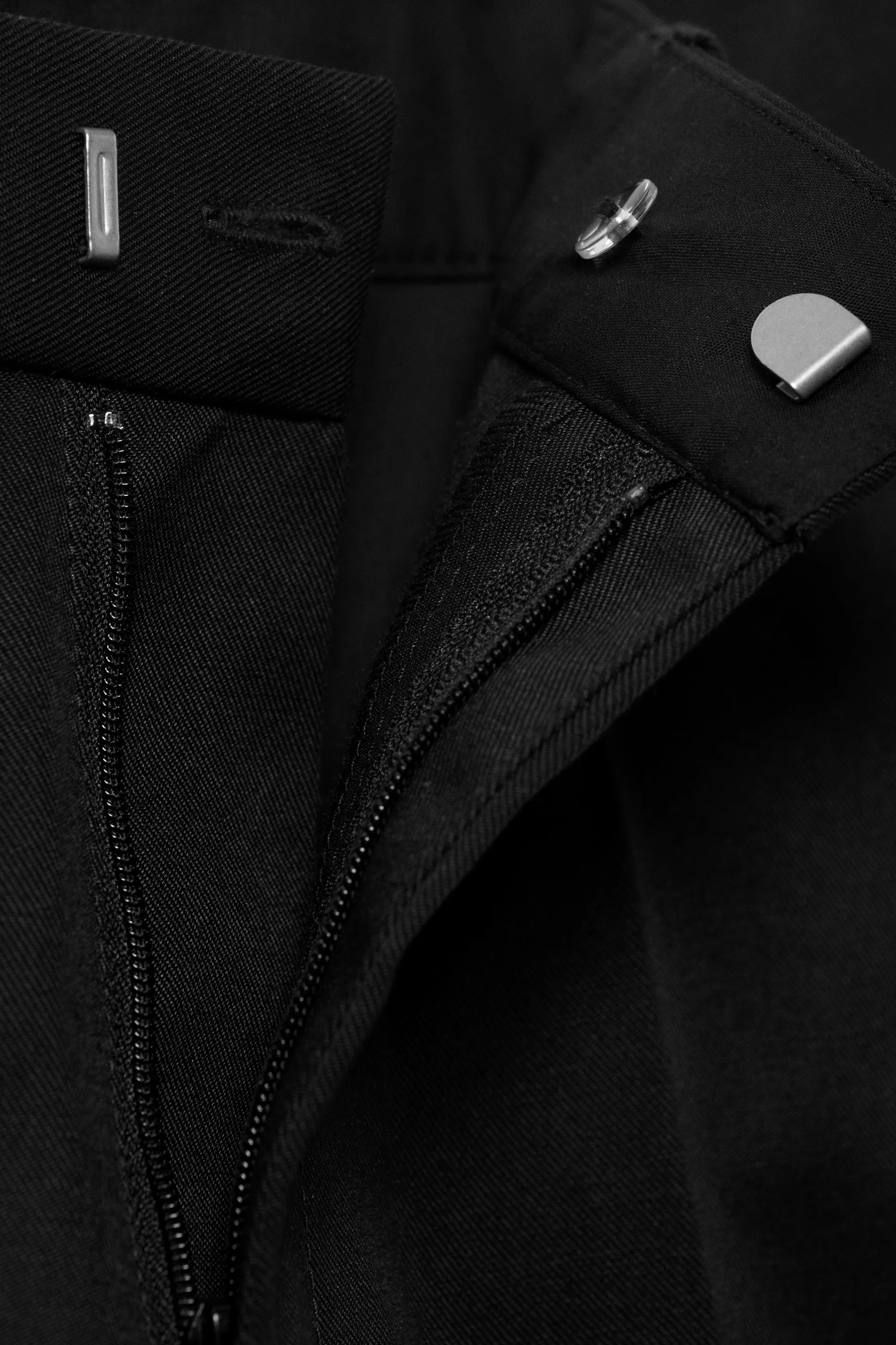 Pantalon chino droit décontracté taille mi-haute - Noir