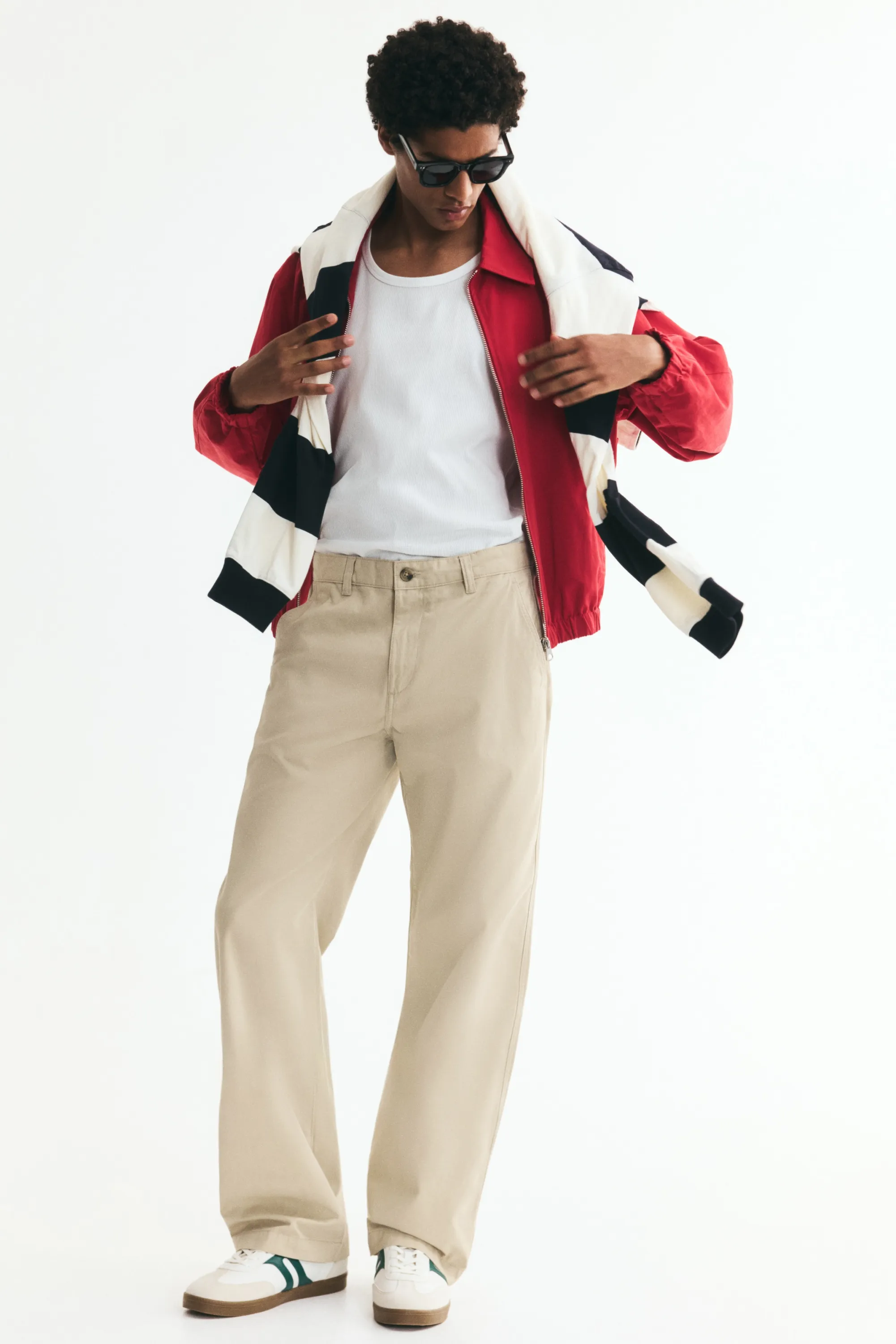 Veste en coton avec col - Rouge vif