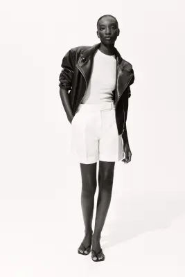 Short chic en lin mélangé - Blanc — photo 1