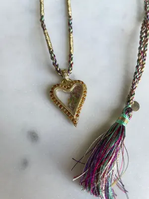 Nouveau ! ROOM SERVICE JEWELRY Collier Passion Heart Cordon Rainbow — photo 3