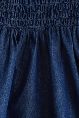 Robe smockée en denim - Bleu denim foncé — photo 4