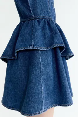 Robe en denim avec jupe évasée - Bleu denim — photo 1
