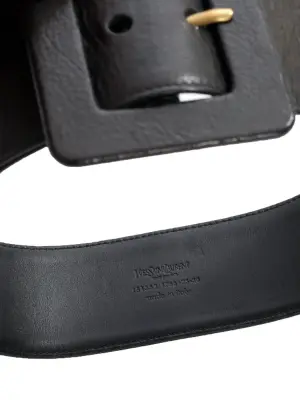 Ceinture large en cuir noir grosse boucle carrée siglée YSL Prix boutique 500€ Taille 75 — photo 5