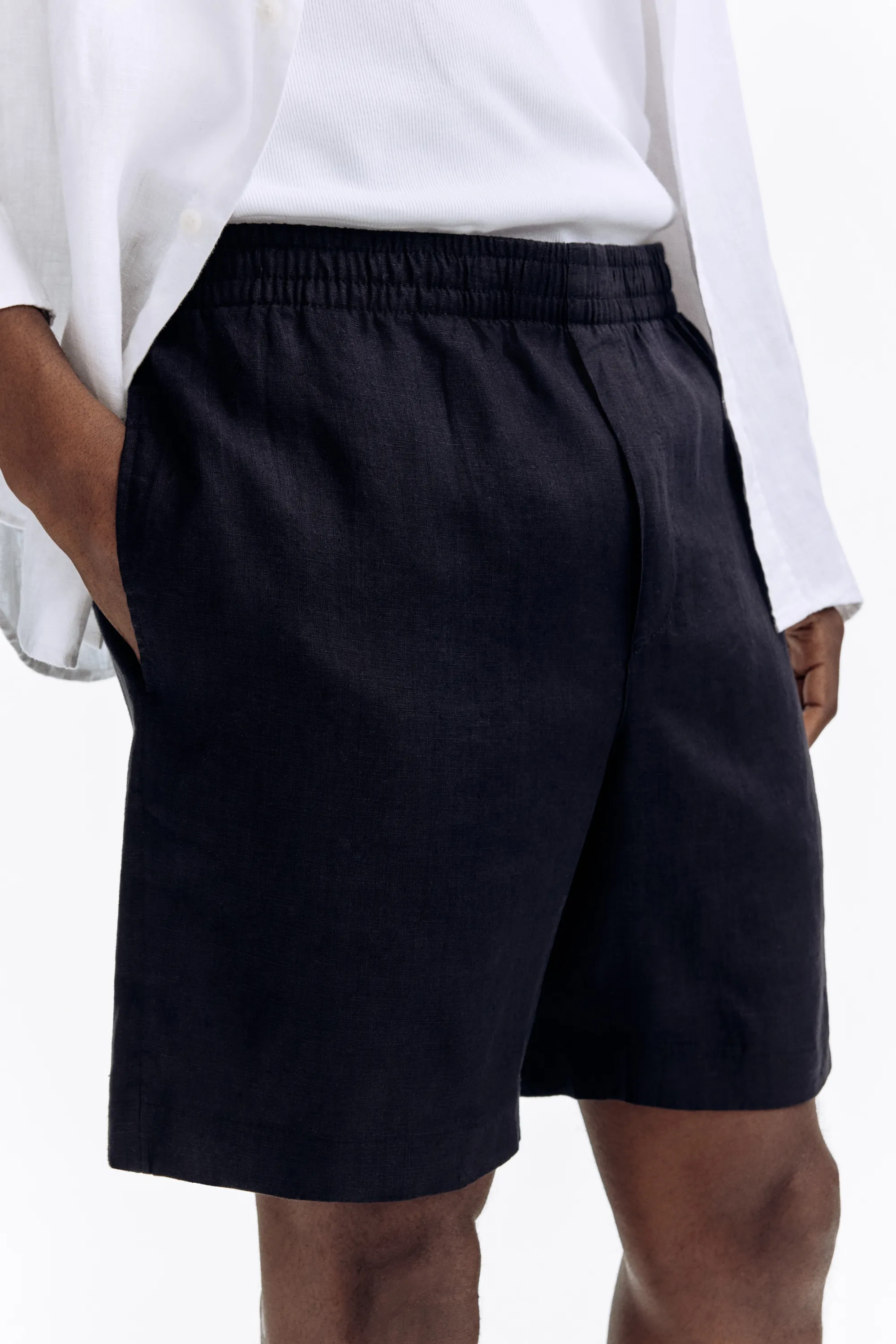 Short Regular Fit en lin - Noir