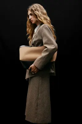 Jupe midi - Beige/carreaux — photo 4