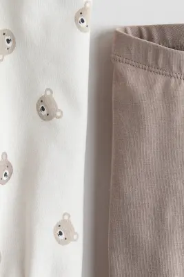 Ensemble 2 pièces en coton - Beige/ours — photo 1