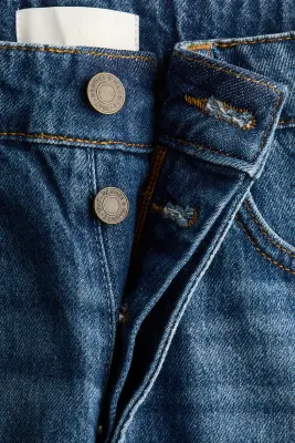 Wide High Waist Ankle Jeans - Bleu denim foncé — photo 4