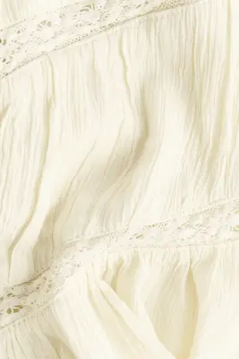 Pyjama en coton avec dentelle - Crème — photo 3