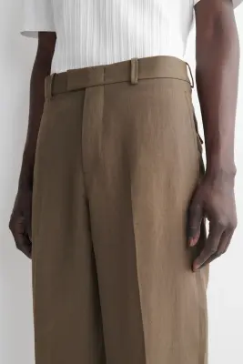 PANTALON FUSEAU DÉCONTRACTÉ EN LIN - SABLE — photo 3