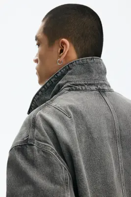 Veste en denim - Gris — photo 4