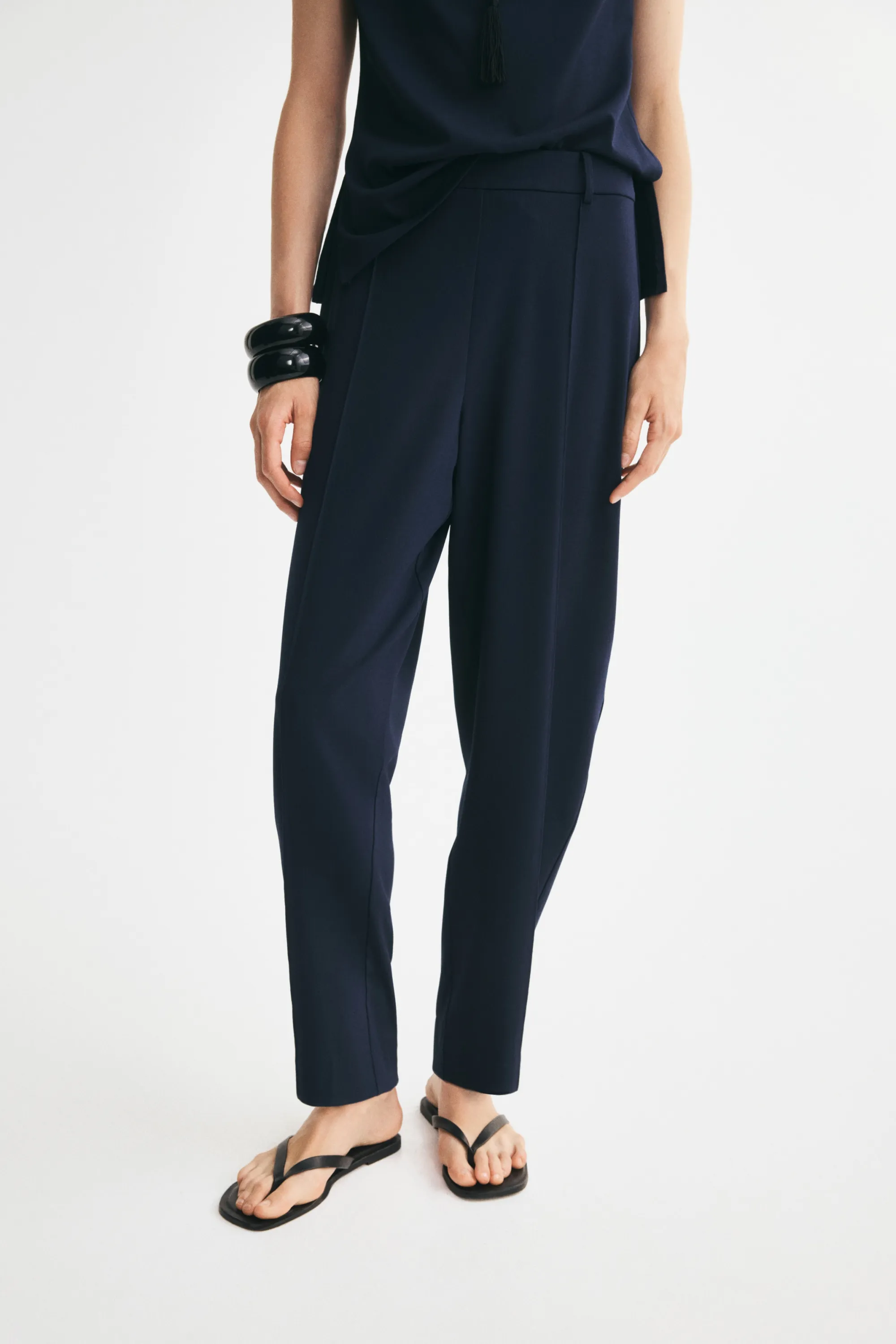 Pantalon barrel en jersey - Bleu marine