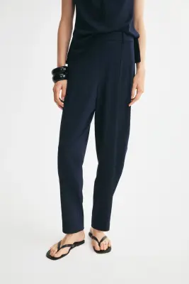 Pantalon barrel en jersey - Bleu marine — photo 1