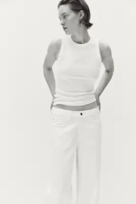 Barrel Leg Low Waist Ankle Jeans - Crème — photo 1
