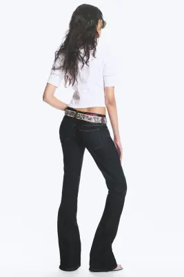 Jean bootcut skinny taille basse Booty Bei - Blue Rinse – Bleu foncé — photo 3
