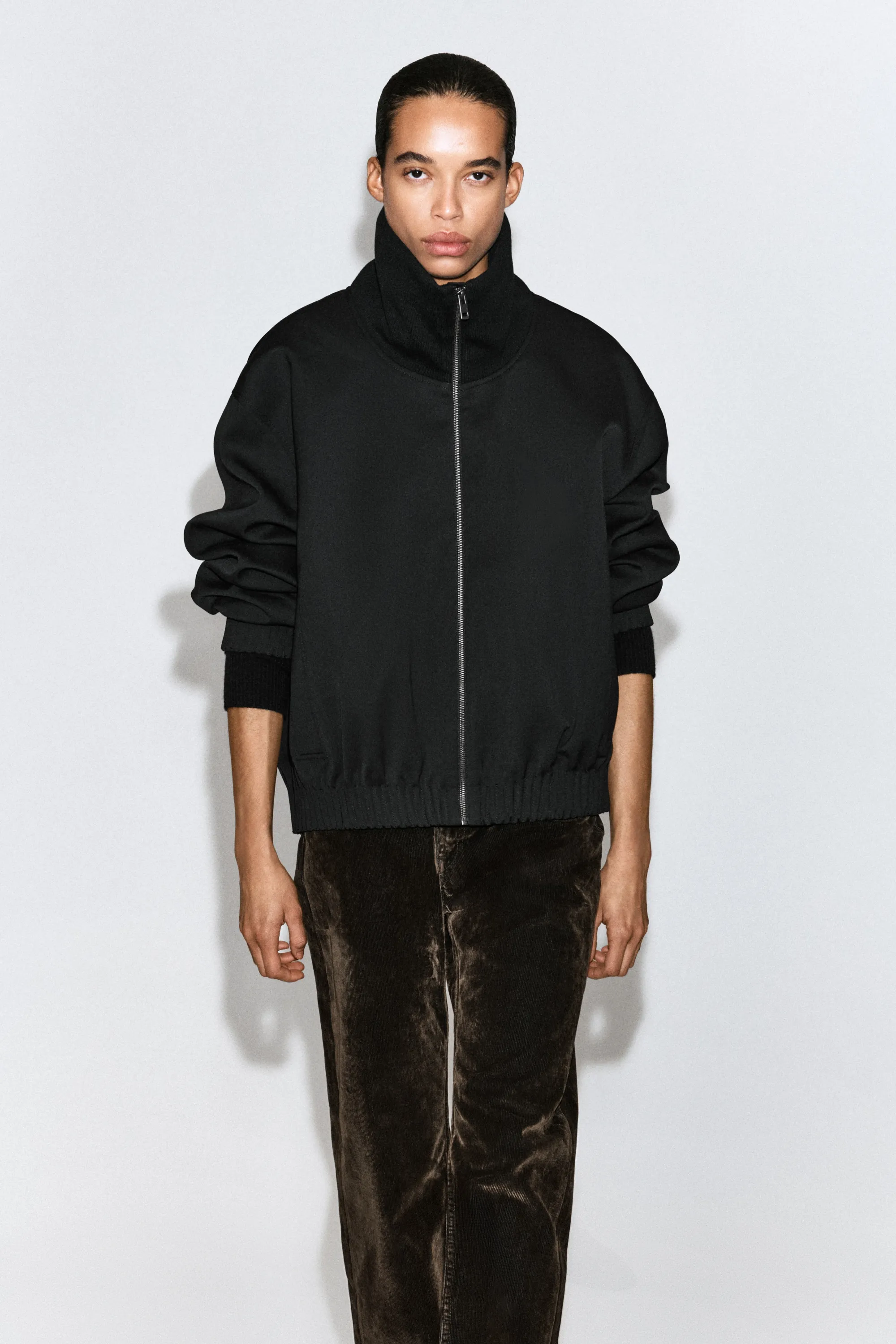 VESTE À COL CHEMINÉE - NOIR