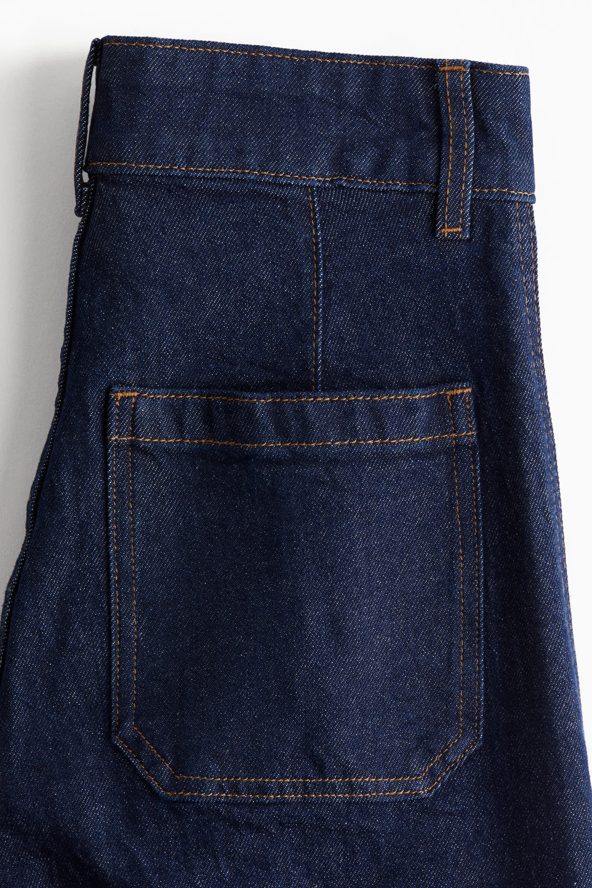 Wide High Ankle Jeans - Bleu denim foncé