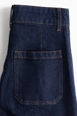 Wide High Ankle Jeans - Bleu denim foncé — photo 1