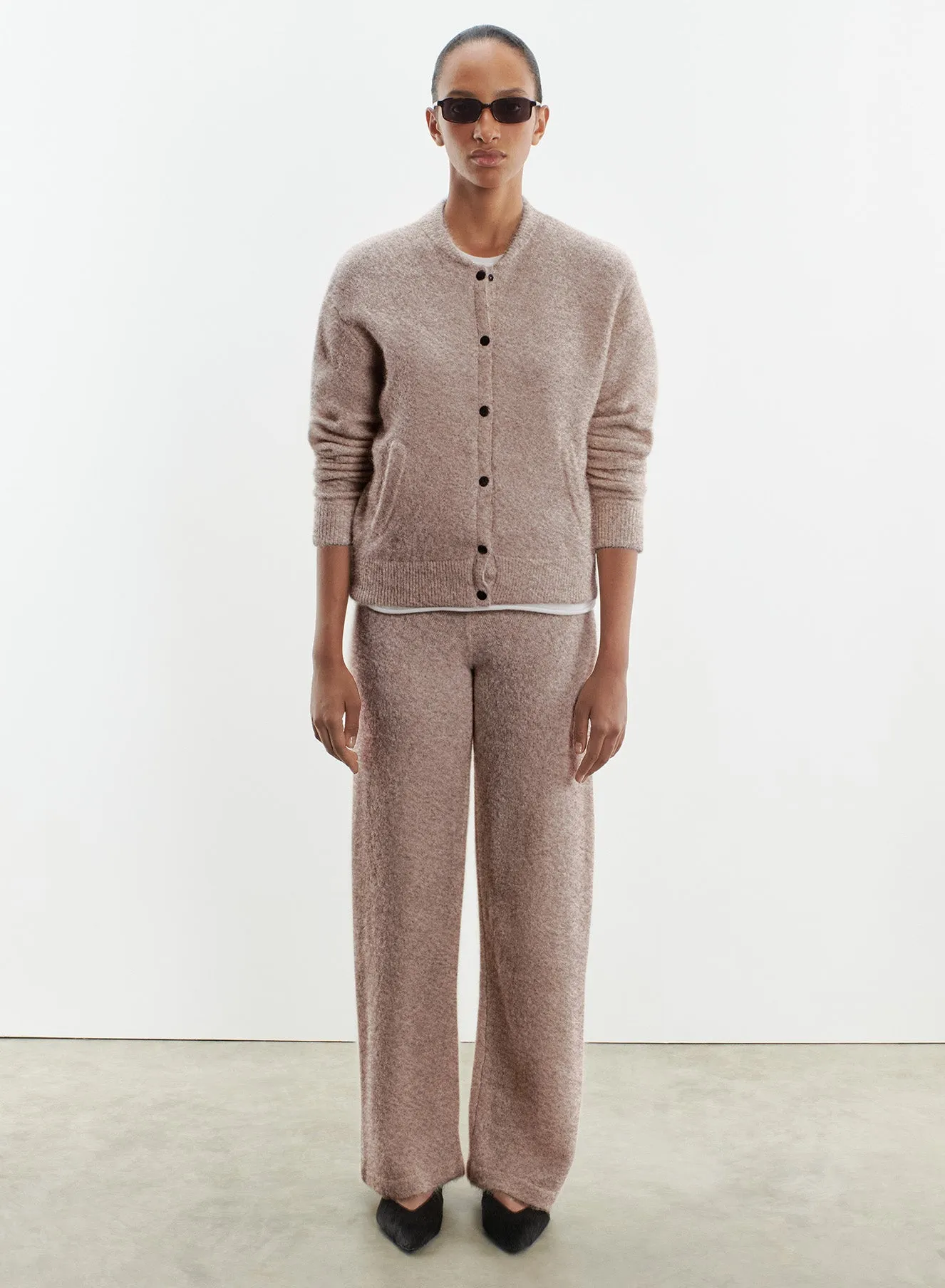 Pantalon en alpaga, polyamide et élasthanne
