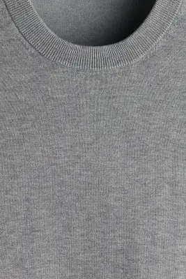 Pull Regular Fit en maille fine - Gris chiné — photo 4