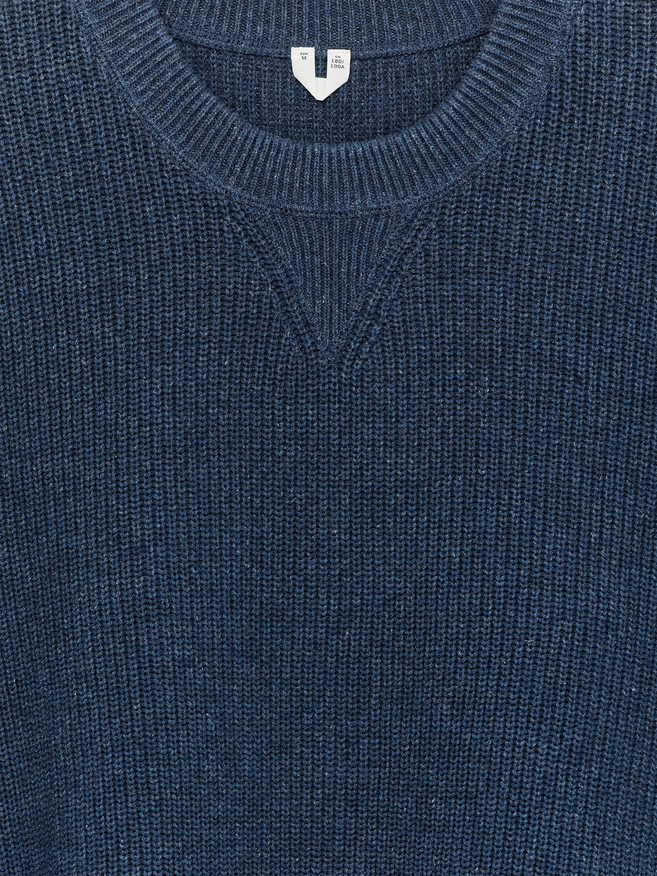 Pull en coton et lin - Bleu