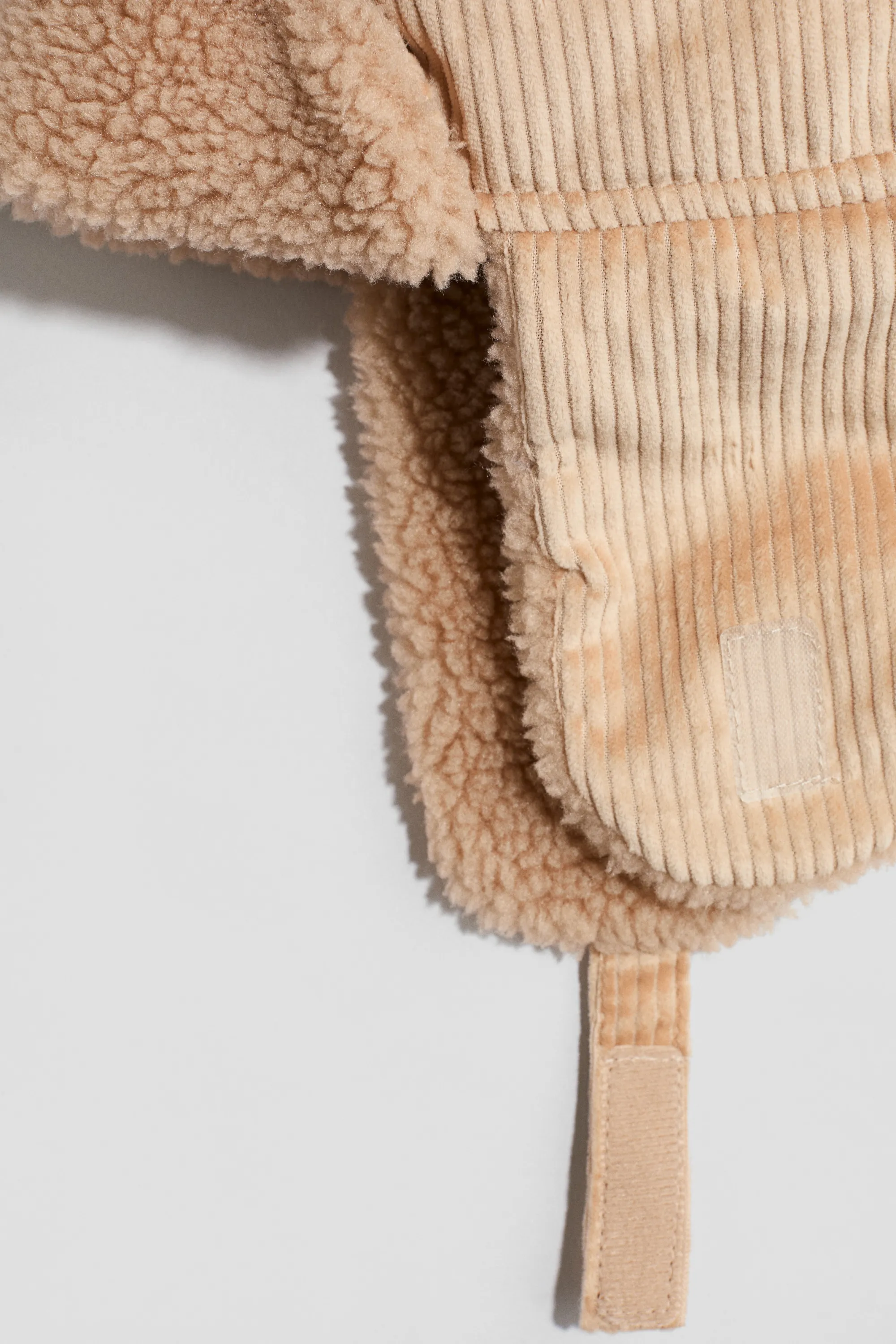 Bonnet de trappeur doublé de tissu Teddy bear - Beige