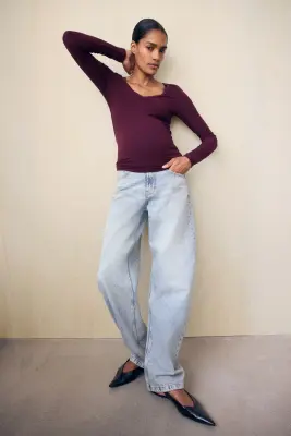 MAMA Top en viscose côtelée - Bordeaux — photo 1