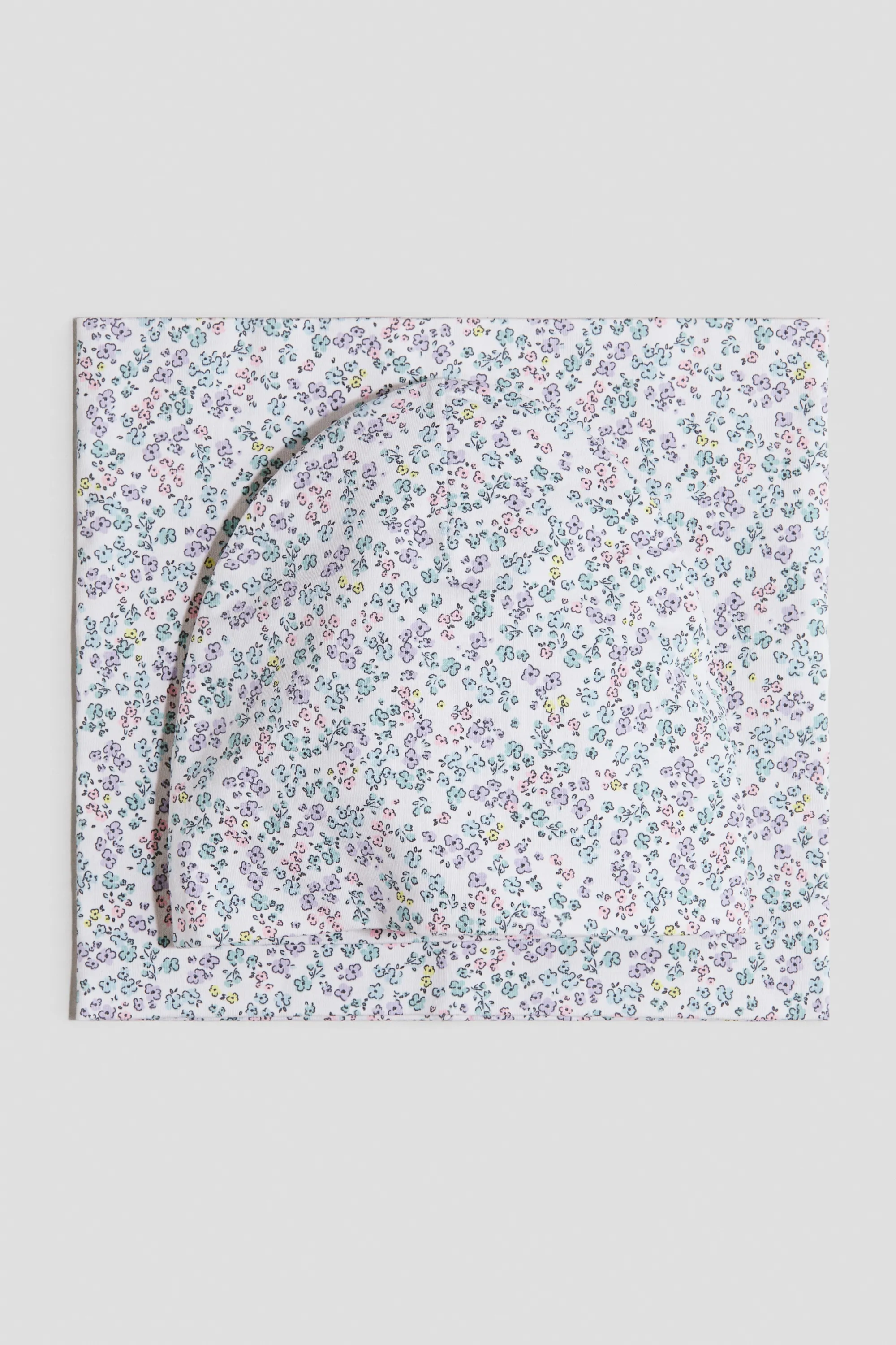 Ensemble 2 pièces bonnet et snood - Blanc/fleuri