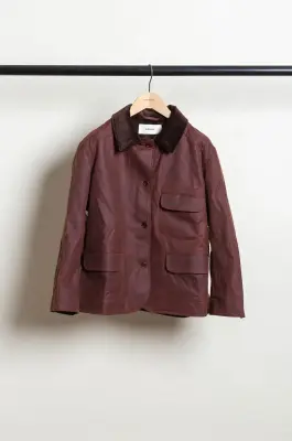 CAWLEY – BRITISH WAXED OILSKIN / 8-WALE CORD HUNTER JACKET – CHESTNUT/CHOCOLATE — photo 3