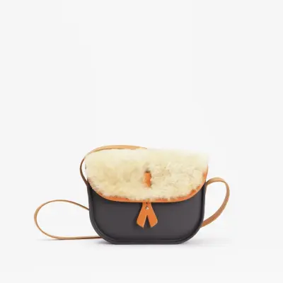 Sac à main bandoulière marine en Supergomme® et cuir - édition laine — photo 1