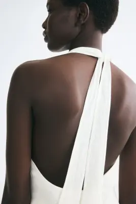 Robe dos nu en lin - Blanc — photo 2