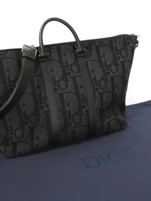 Sac Weekender 40 Toile jacquard Dior Oblique bleu marine et noir avec anse bandoulière Prix boutique 2800€ — photo 2