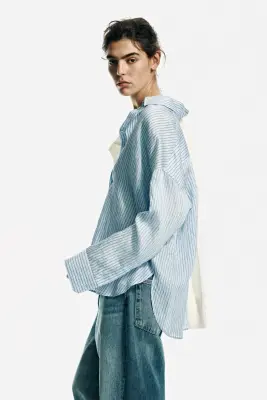 Chemise oversize - Bleu/rayé — photo 3