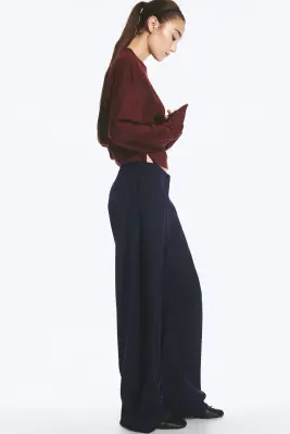 Pantalon ballon taille basse - Bleu foncé — photo 3
