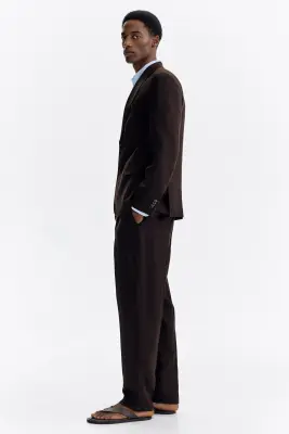 Pantalon chic Regular Fit en lin mélangé - Marron foncé — photo 3