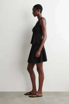 TOP SCULPTÉ EN MAILLE À PANNEAUX - NOIR — photo 2
