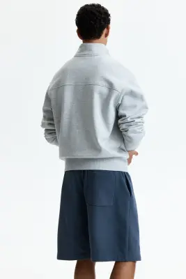 Short Relaxed Fit en coton - Bleu foncé — photo 2