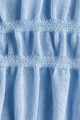 Top smocké en maille fine - Bleu clair — photo 3