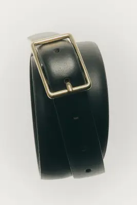 Ceinture en cuir fendu - Noir — photo 1