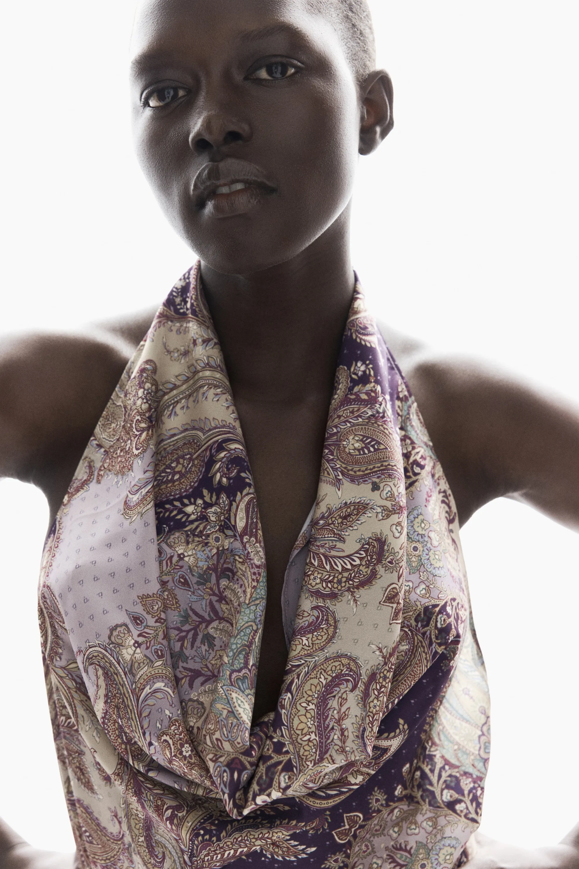 Top dos nu à effet drapé - Violet clair/motif cachemire