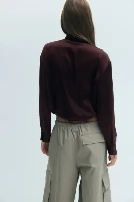 Chemise en satin - Brun rouille — photo 2