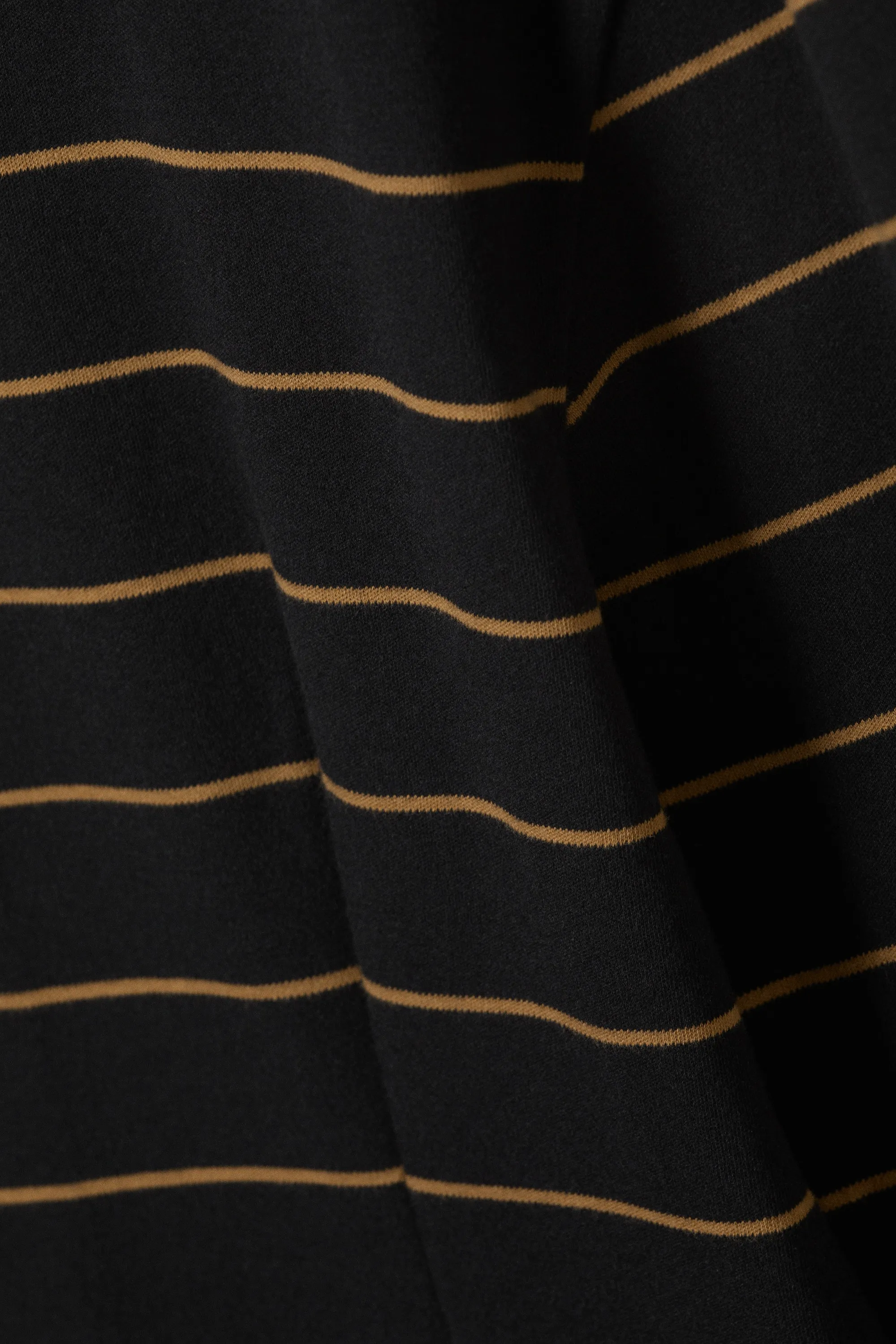 Mini-robe en coton à manches longues - Noir rayé